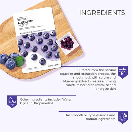 THE FACE SHOP Real Nature Face Mask BLUEBERRY 1pc (20g)