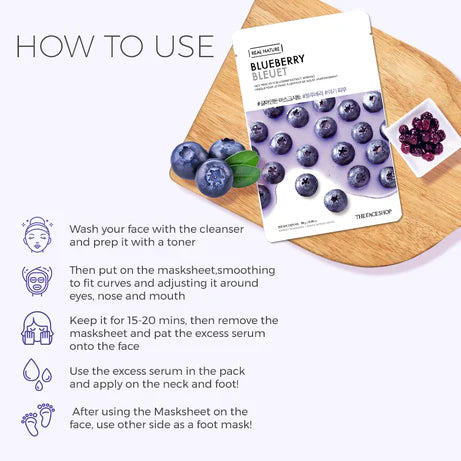 THE FACE SHOP Real Nature Face Mask BLUEBERRY 1pc (20g)