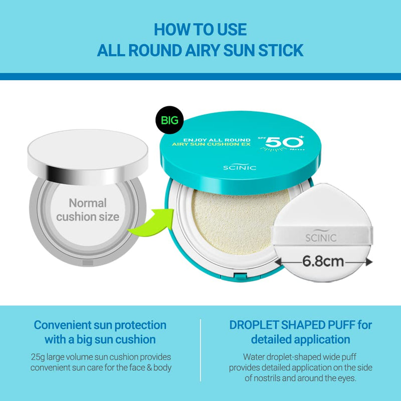 SCINIC Enjoy All Round Airy Sun Cushion EX SPF50+PA++++ [25GM]