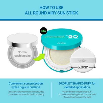 SCINIC Enjoy All Round Airy Sun Cushion EX SPF50+PA++++ [25GM]