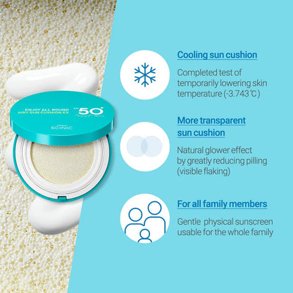 SCINIC Enjoy All Round Airy Sun Cushion EX SPF50+PA++++ [25GM]