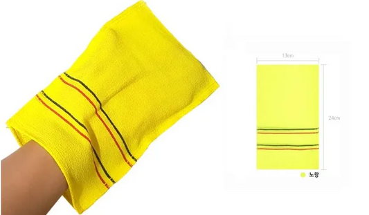 SONGWOL Italy Towel Genuine Korean Exfoliating Gloves/Scrub Mitts 2Pcs (1Pair) YELLOW