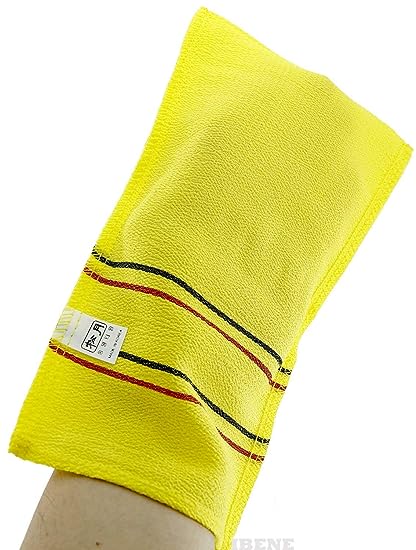 SONGWOL Italy Towel Genuine Korean Exfoliating Gloves/Scrub Mitts 2Pcs (1Pair) YELLOW